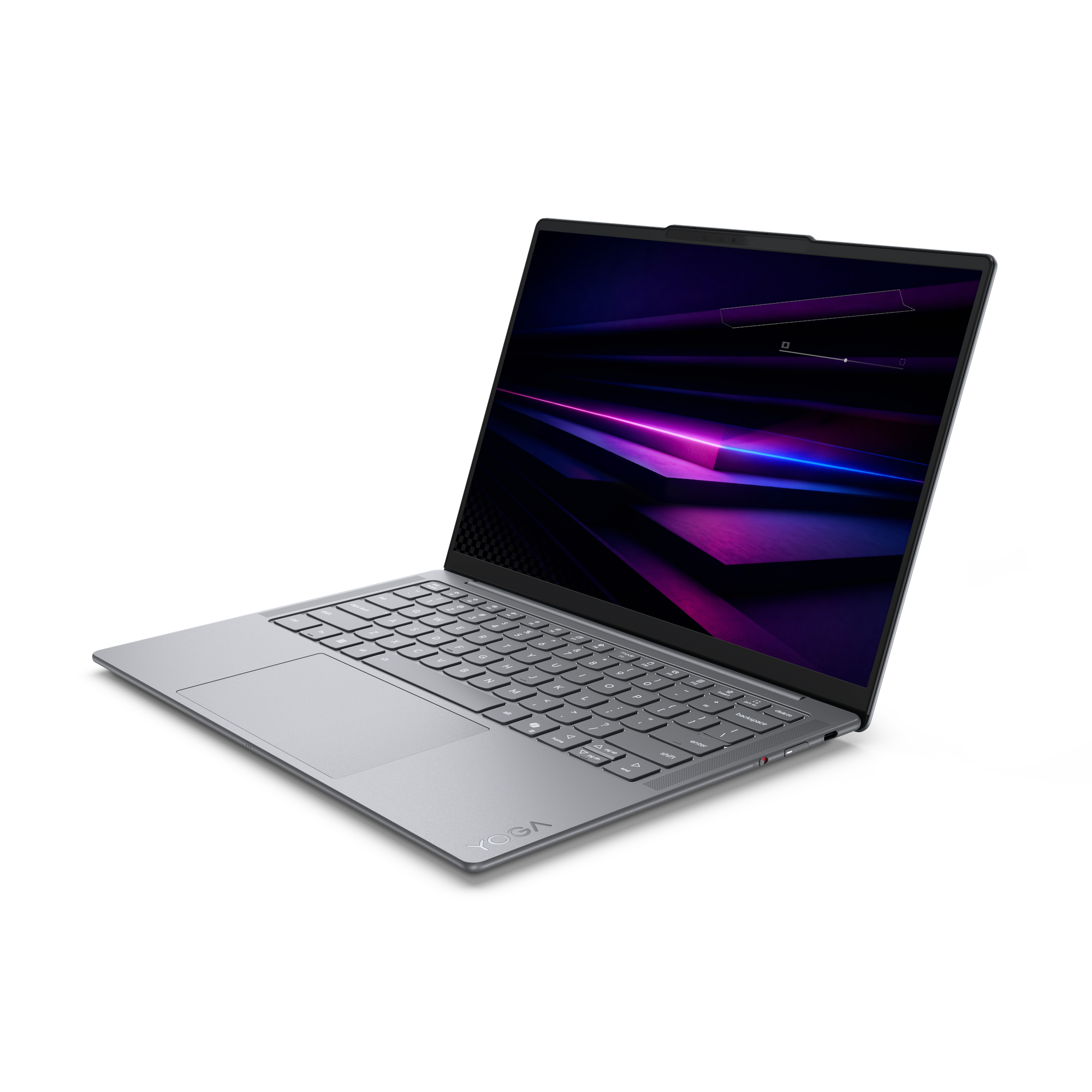 Ein silberner Laptop mit leuchtendem, abstraktem Hintergrund auf dem Bildschirm.
