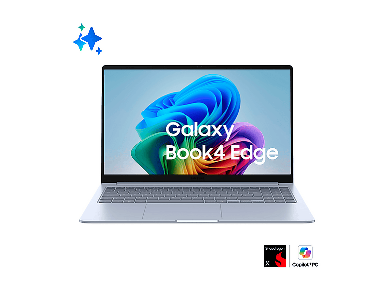 SAMSUNG Galaxy Book4 Edge NOTEBOOK, 15,6 ", processore Qualcomm Snapdragon X X1-26-100, Adreno™ Onboard Graphics, RAM 16 GB, 512 GB Flash, Sapphire, Windows 11 Home