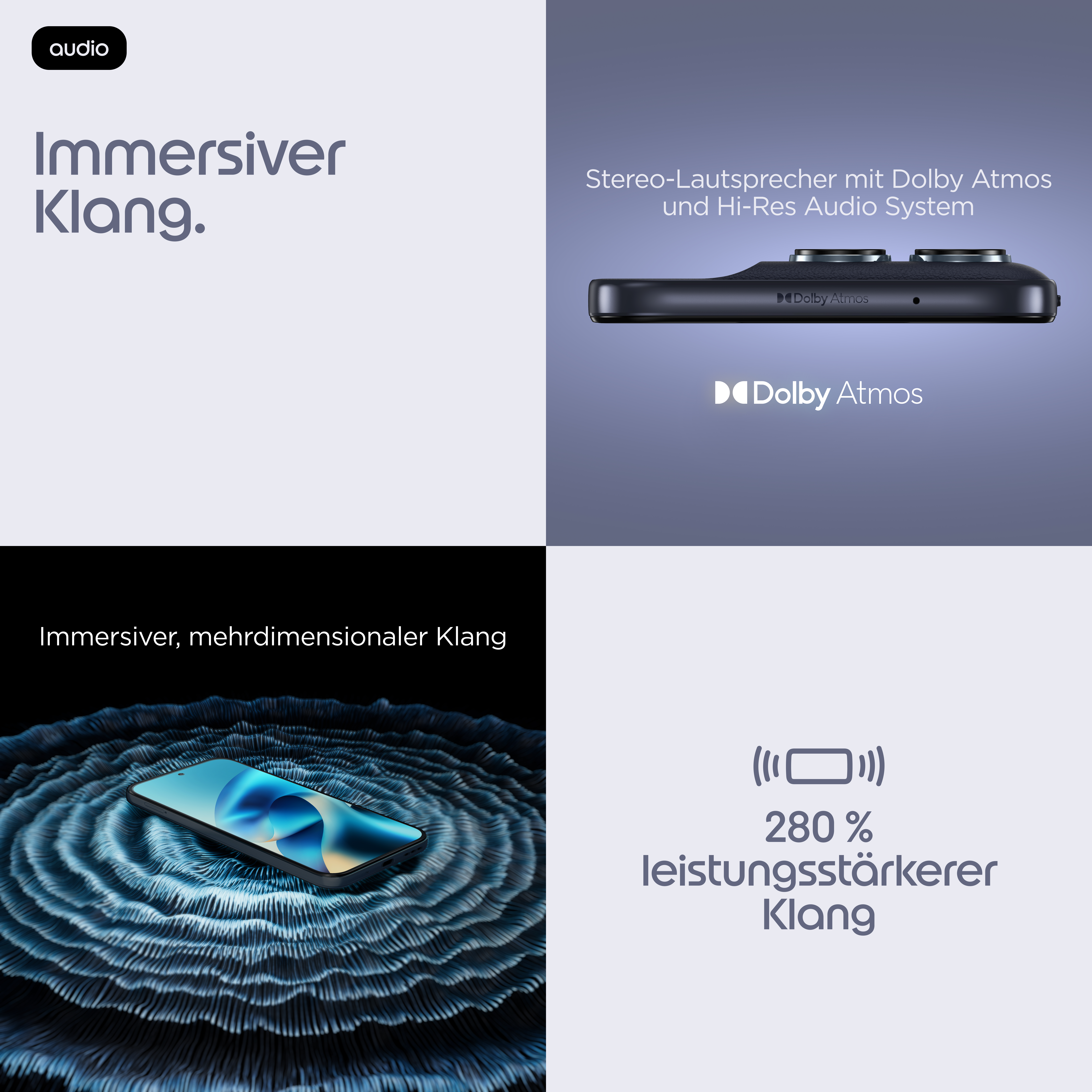 Ein Smartphone mit Dolby Atmos und 280% stärkerem Klang.