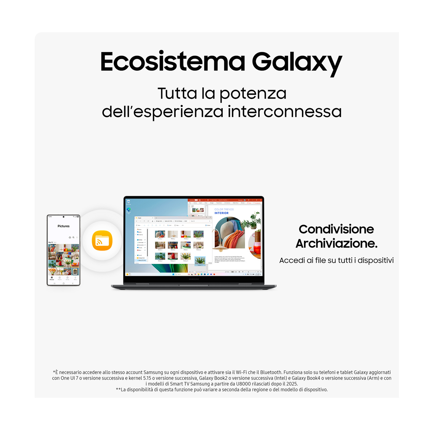 Ecosistema Galaxy: Potenza e esperienza connessa con file condivisi.