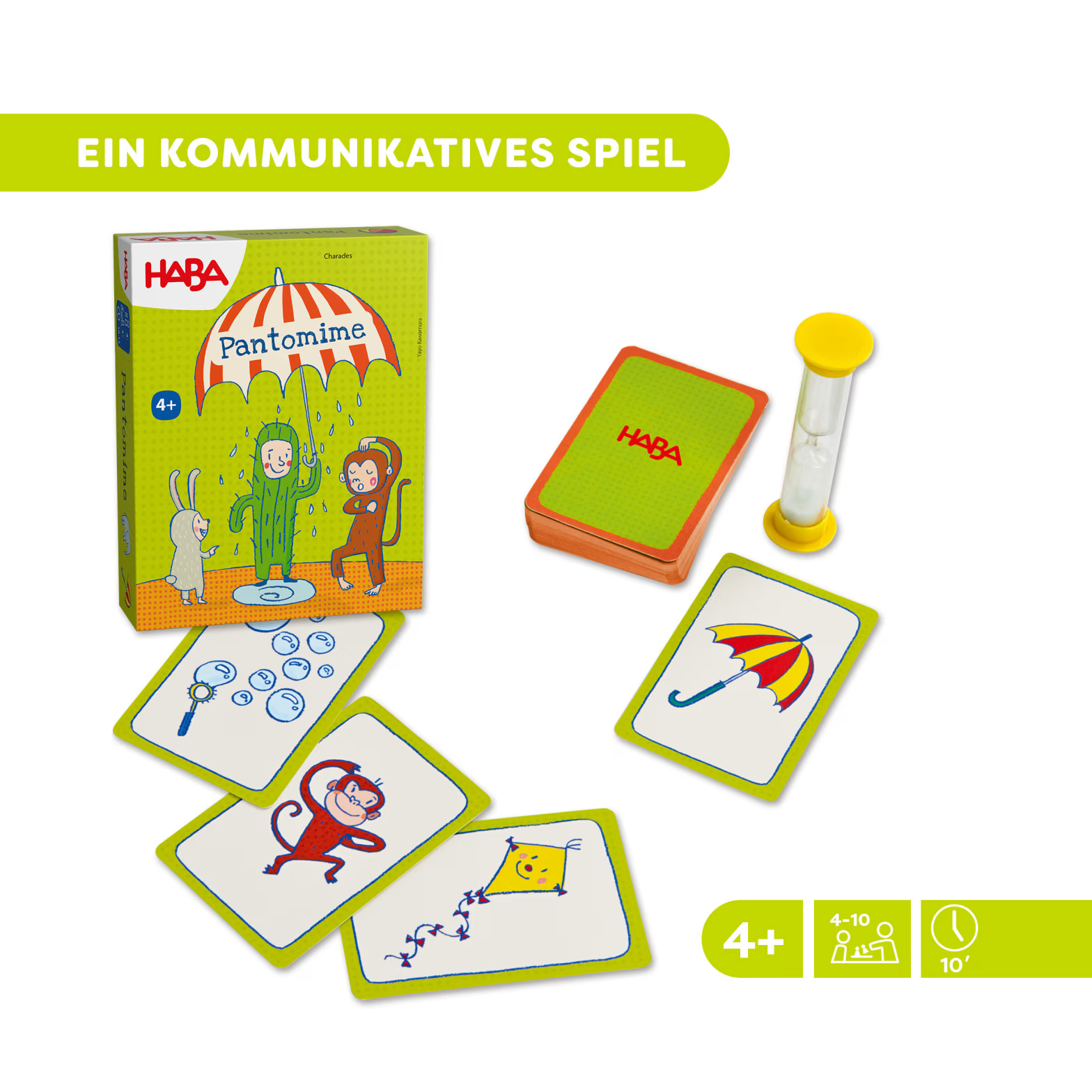 HABA Pantomime játék kártyákkal, homokórával és útmutatóval. 4 éves kortól.