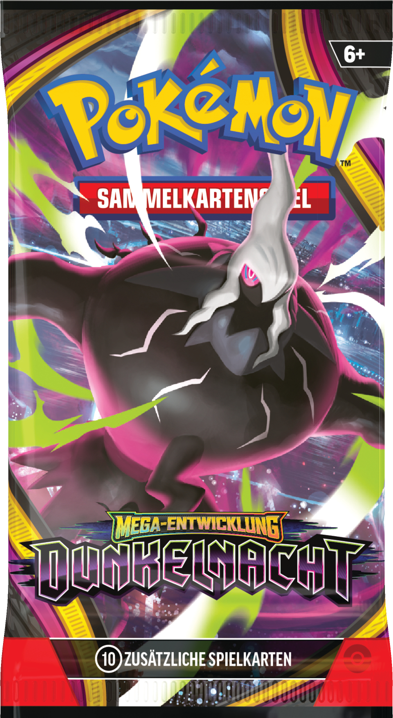 Pokémon Sammelkarten Packung mit Darkrai, Mega-Entwicklung Dunkelheit.