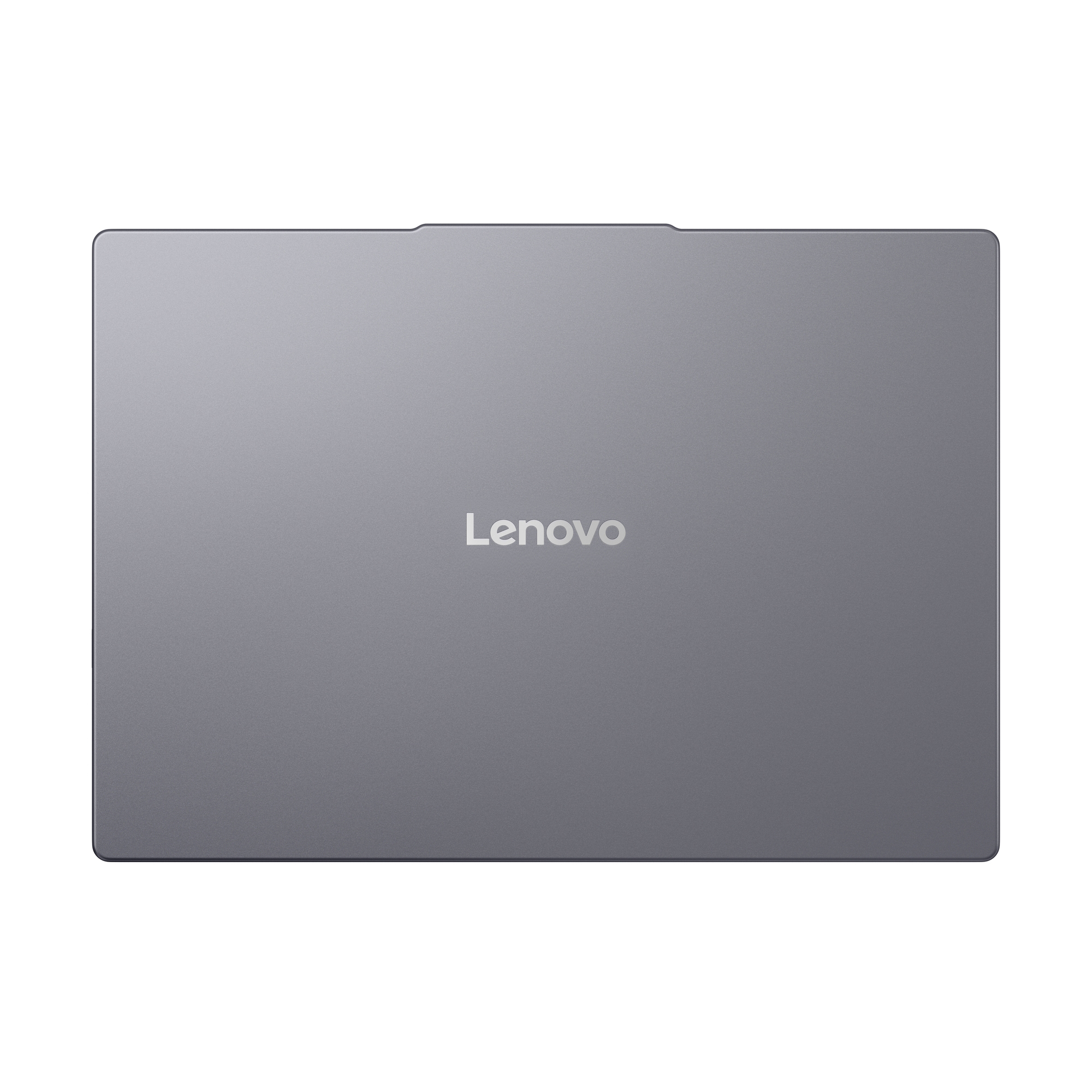 Laptop Lenovo grigio chiuso con logo sulla superficie superiore.