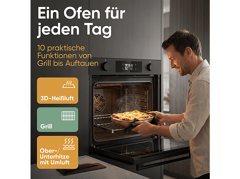 Bomann EBO 7913 Backofen (73 l, Schwarz-Matt, 595 mm breit, A) — Foto 3 von 5