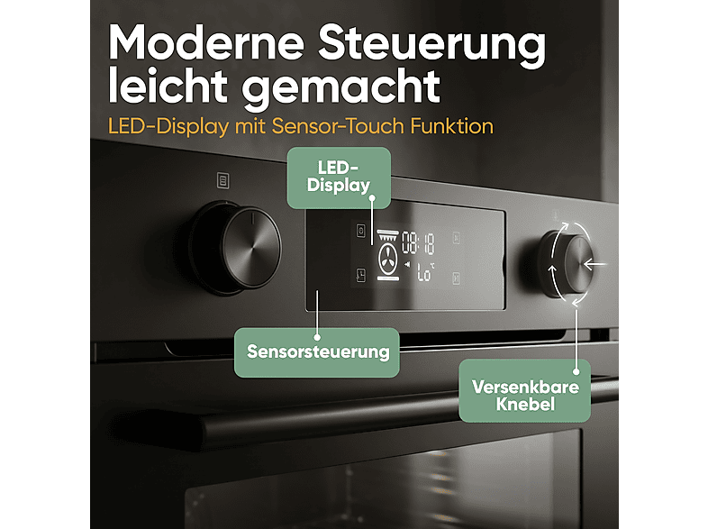 Bomann EBO 7913 Backofen (73 l, Schwarz-Matt, 595 mm breit, A) — Foto 4 von 5