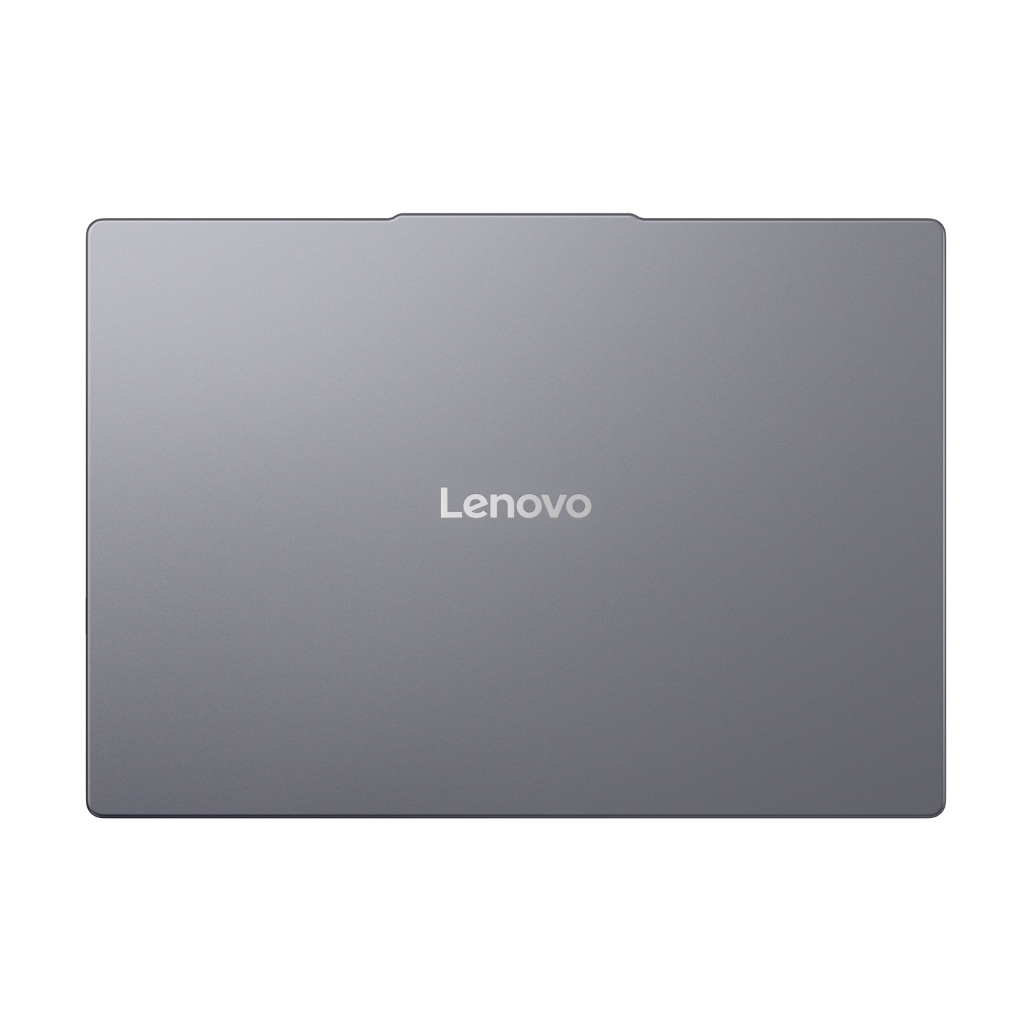 Laptop Lenovo grigio su sfondo bianco.