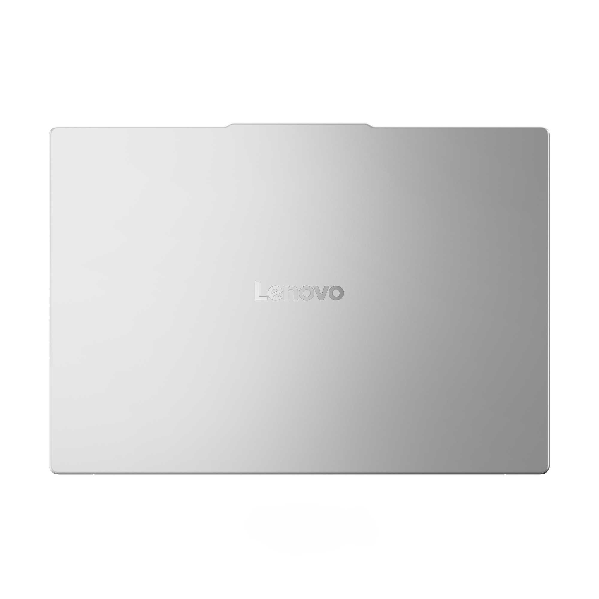 Laptop Lenovo argentato chiuso su sfondo bianco.