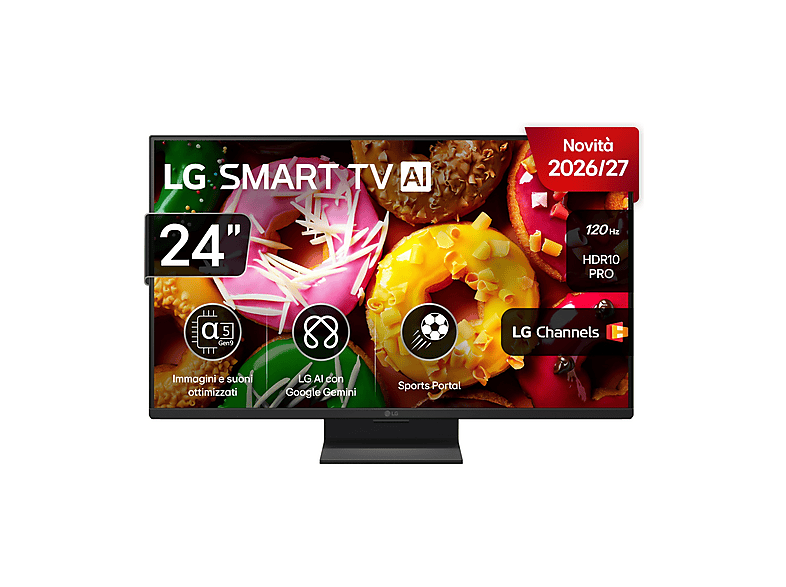 LG Smart webOS 24LB70006LA TV LED, SMART TV, 24 ", Full-HD, Processore a5 AI 4K Gen9, Charcoal Black, Classe E