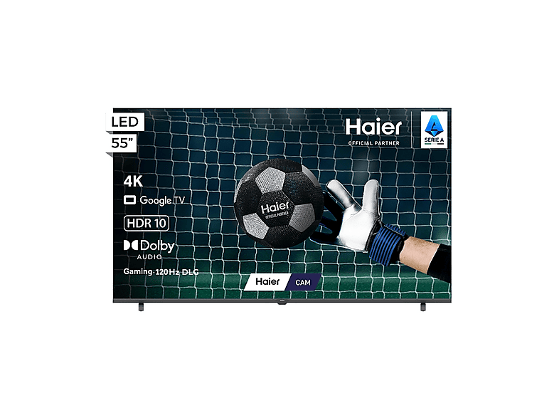 HAIER H55K85GUX TV LED, SMART TV, 55 ", Processore 4*CA55 with TEE 1.53GHz, NERO, Classe E