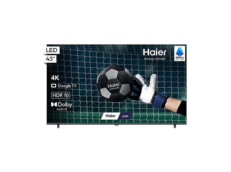 HAIER H43K85GUX TV LED, SMART TV, 43 ", NERO, Classe E, Abbonamento DAZN Full 3 mesi incluso