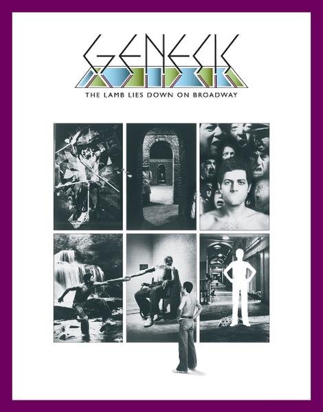 Albumcover: Genesis "The Lamb Lies Down on Broadway", Collage aus 6 Bildern.