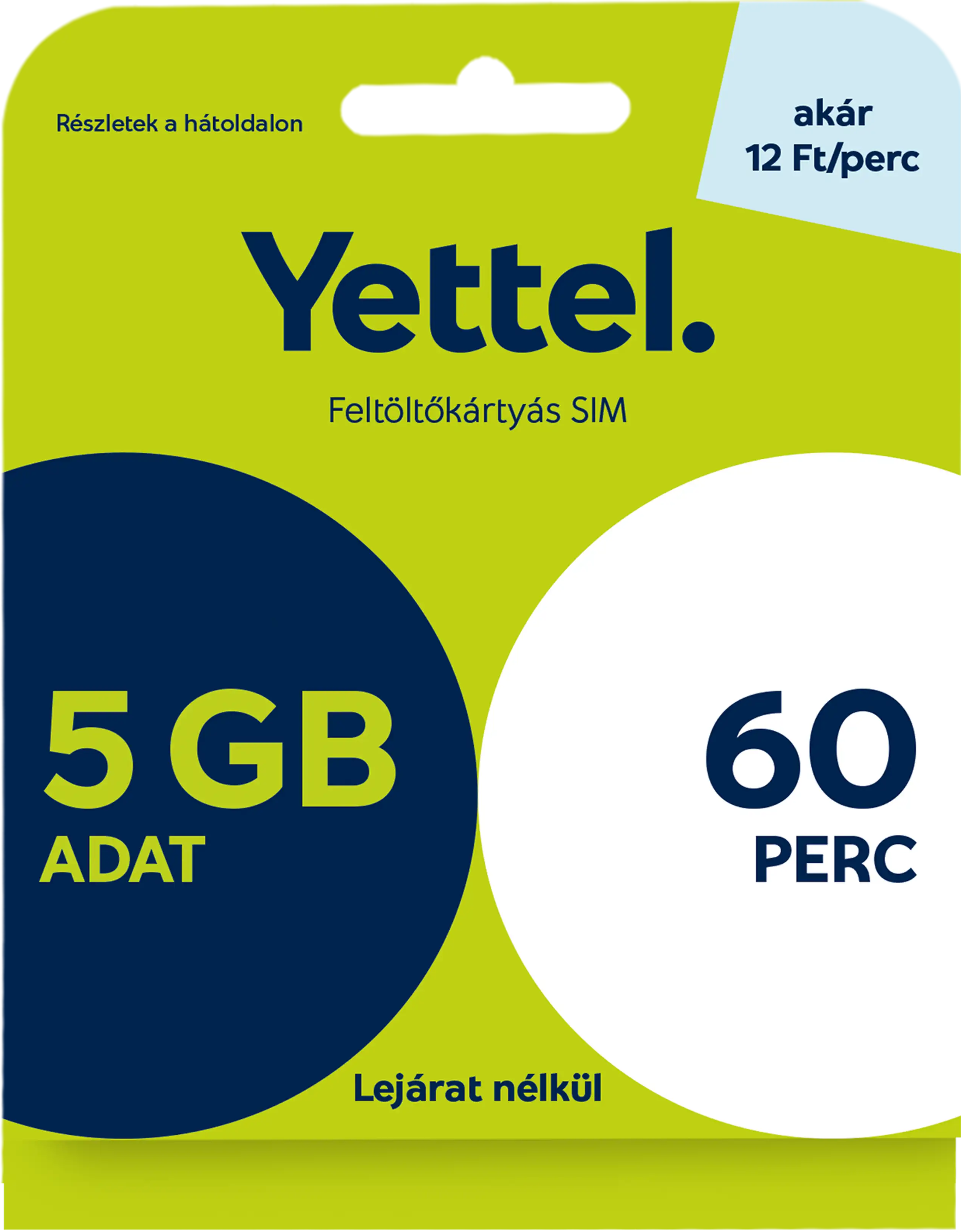 Yettel SIM-kártya: 5 GB adat és 60 perc 12 Ft/percért.