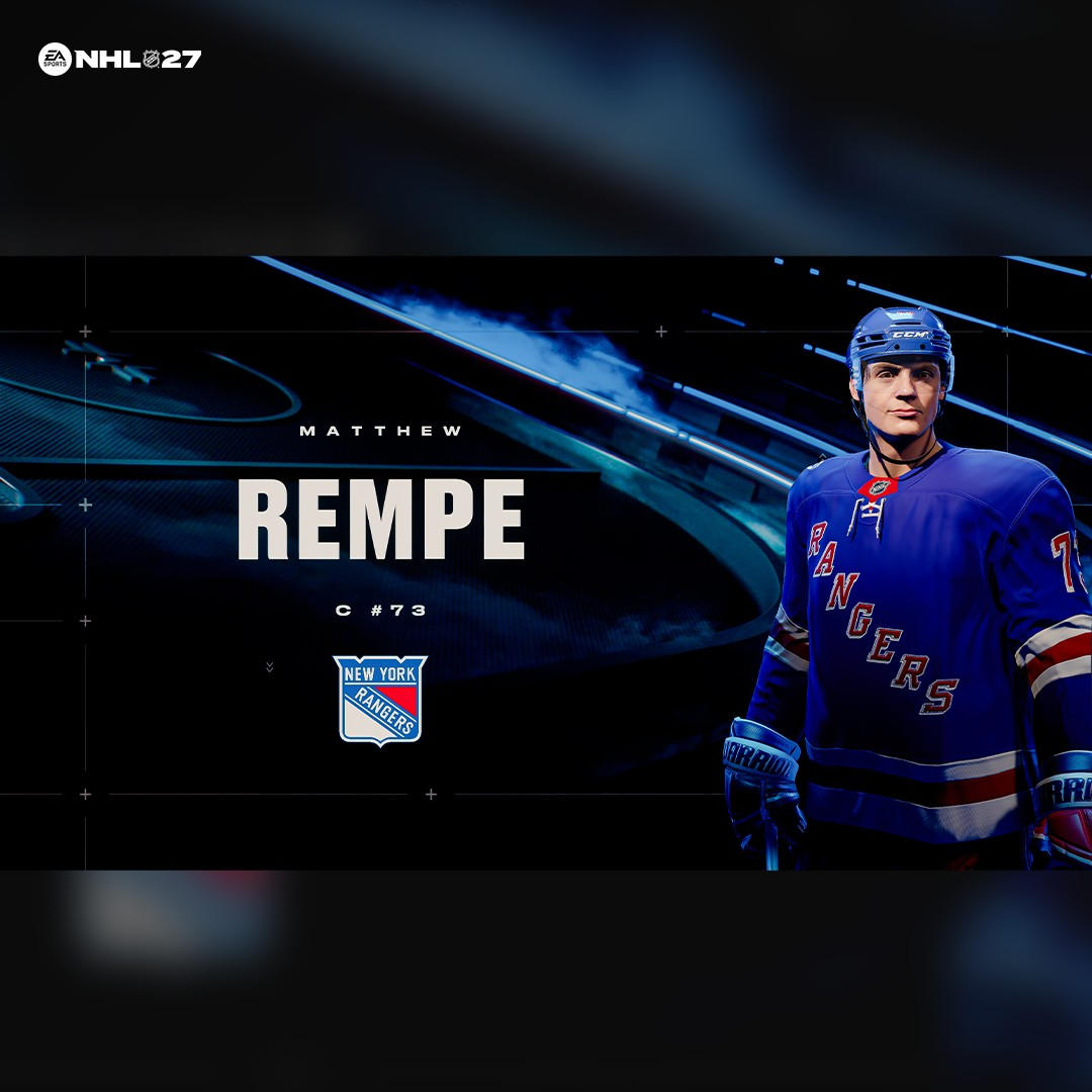 Matthew Rempe von den New York Rangers im blauen Trikot mit der Nummer 73.