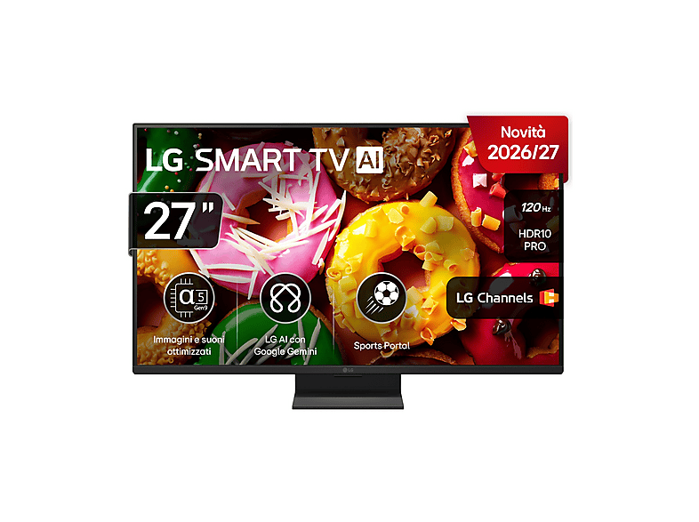 LG Smart webOS 27LB70006LA TV LED, SMART TV, 27 ", Full-HD, Processore a5 AI 4K Gen9, Charcoal Black, Classe E