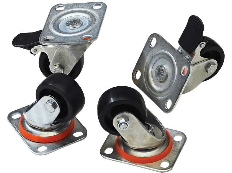 DIGITUS Feststellbare Laufrollen für freistehende 482.6 mm (19") Netzwerk- und Serverschränke, Silber/Schwarz; Laufrollen----Laufrollen