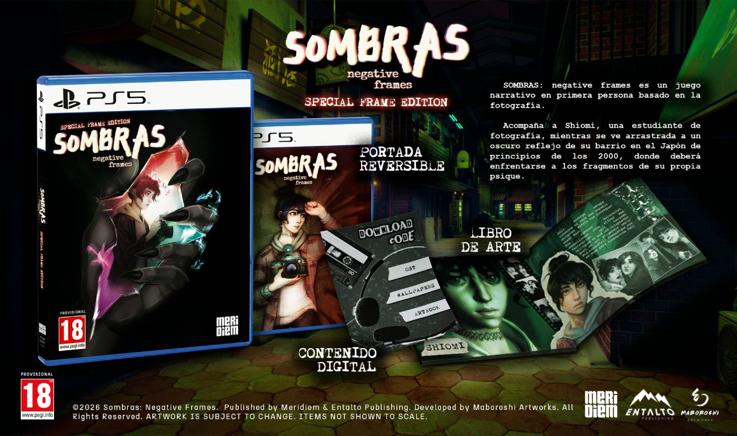 Juego PS5 "Sombras: negative frames" Edición Especial con libro de arte y código.