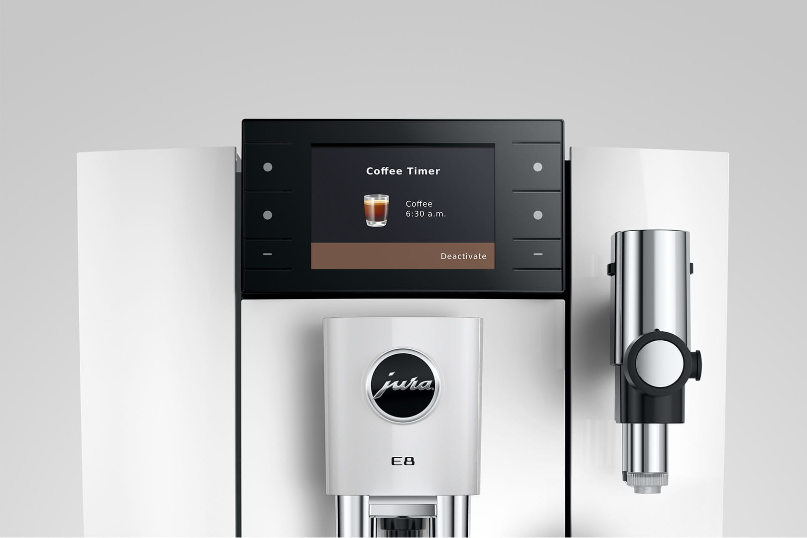 Macchina da caffè con schermo che mostra un timer per le 6:30.