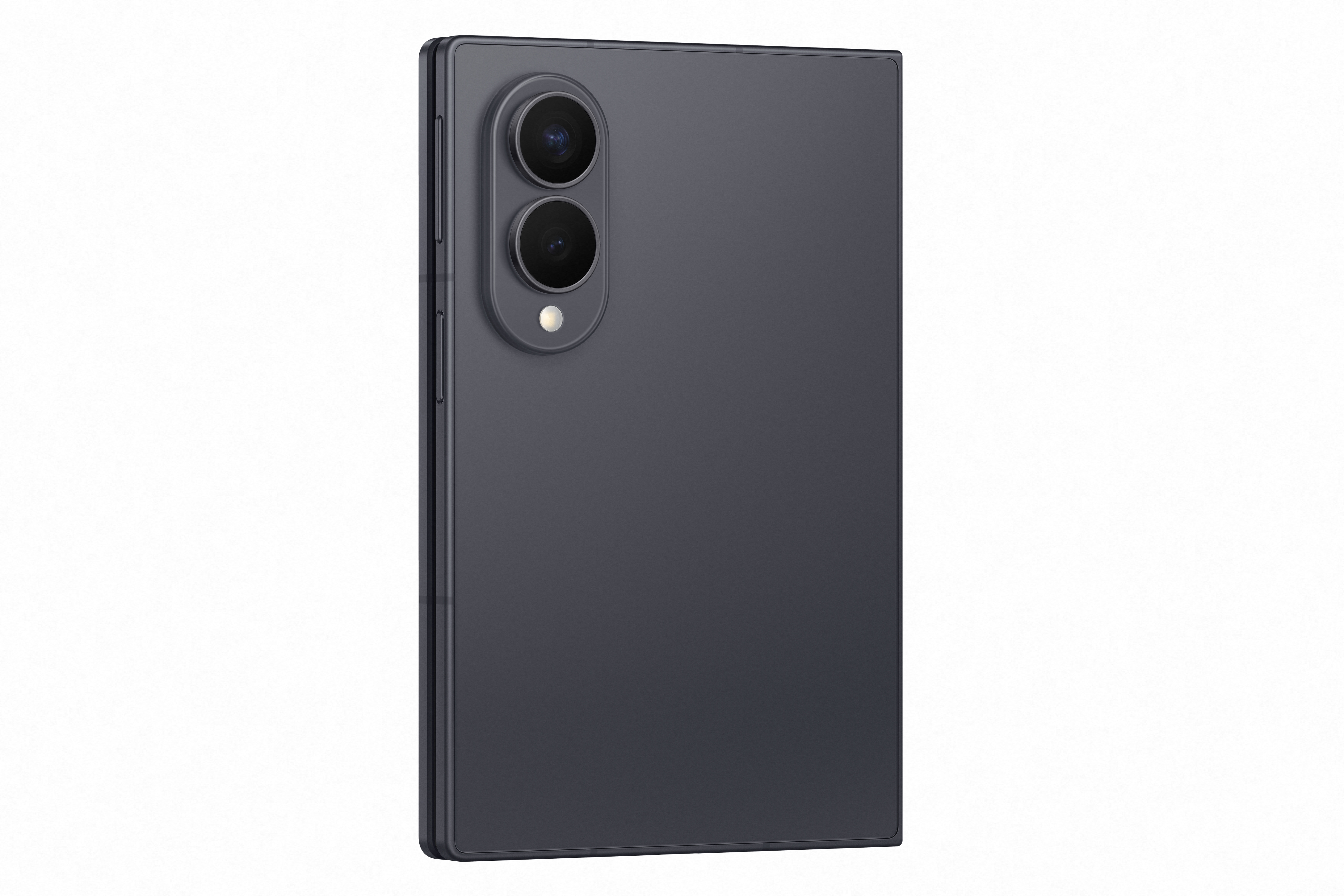 Dunkelgraues faltbares Smartphone mit zwei Kameras auf der Rückseite.