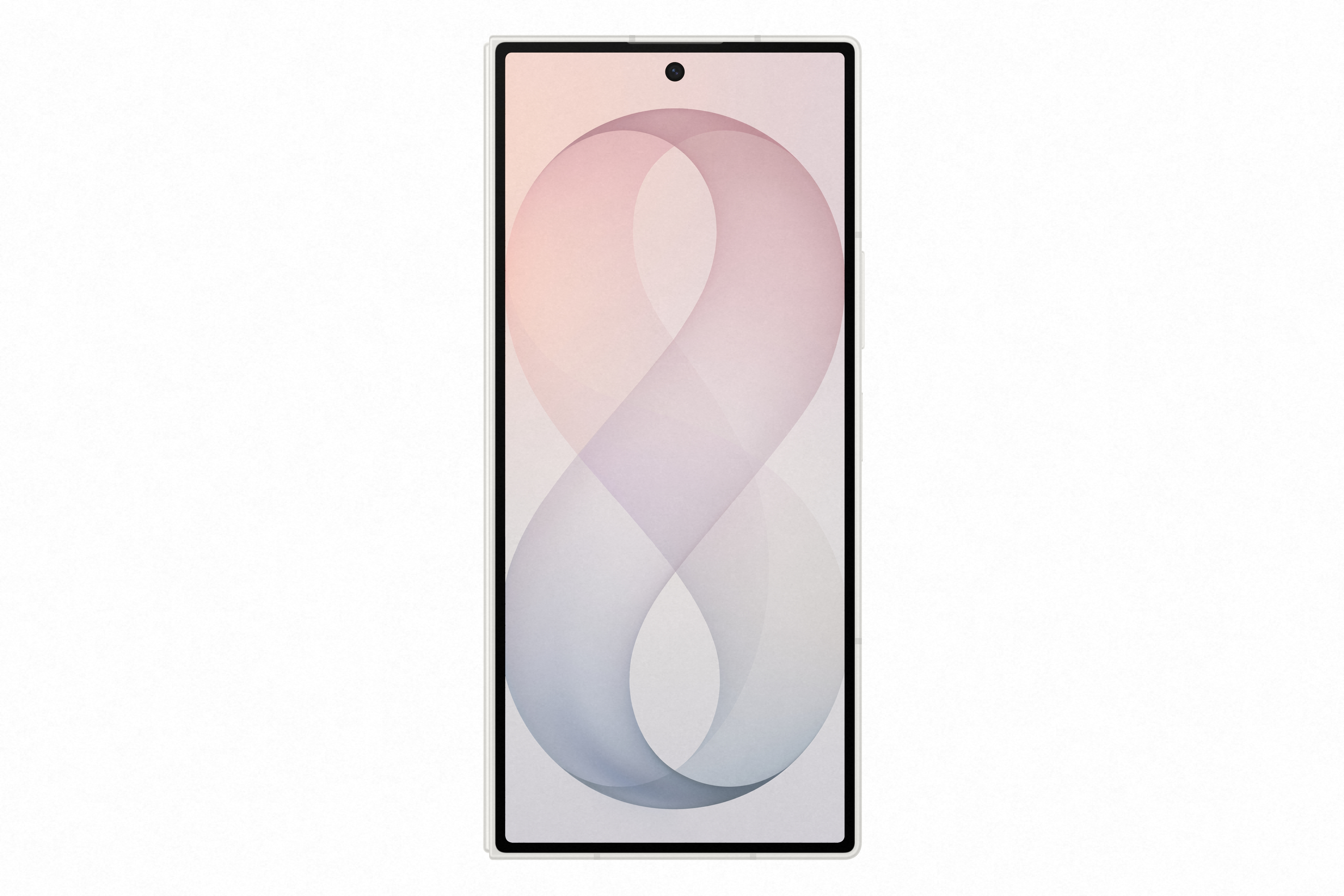 Ein Smartphone mit einem abstrakten, wellenförmigen Muster in Pastelltönen auf dem Bildschirm.