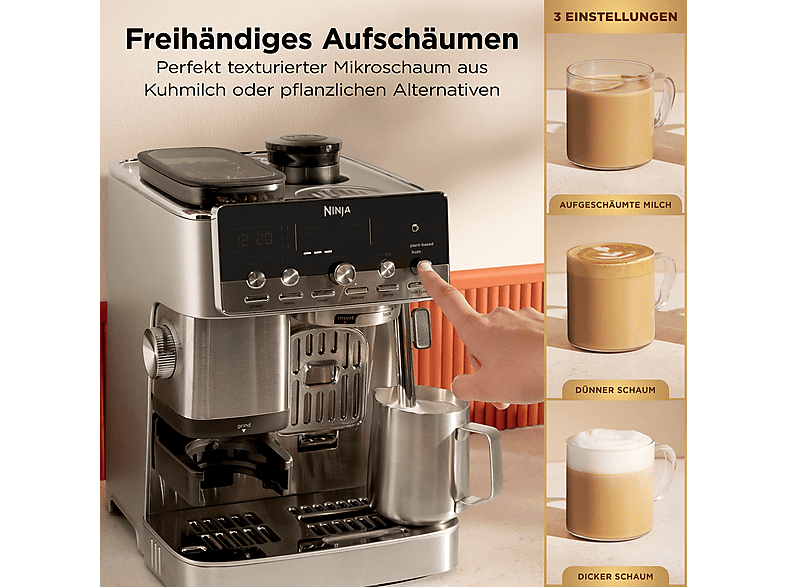 Ninja ES352EU Luxe Café mini Plus Kaffeemaschine (Silber, mit eingebauter Waage & Mahlwerk, 1650 Watt) — Foto 3 von 5