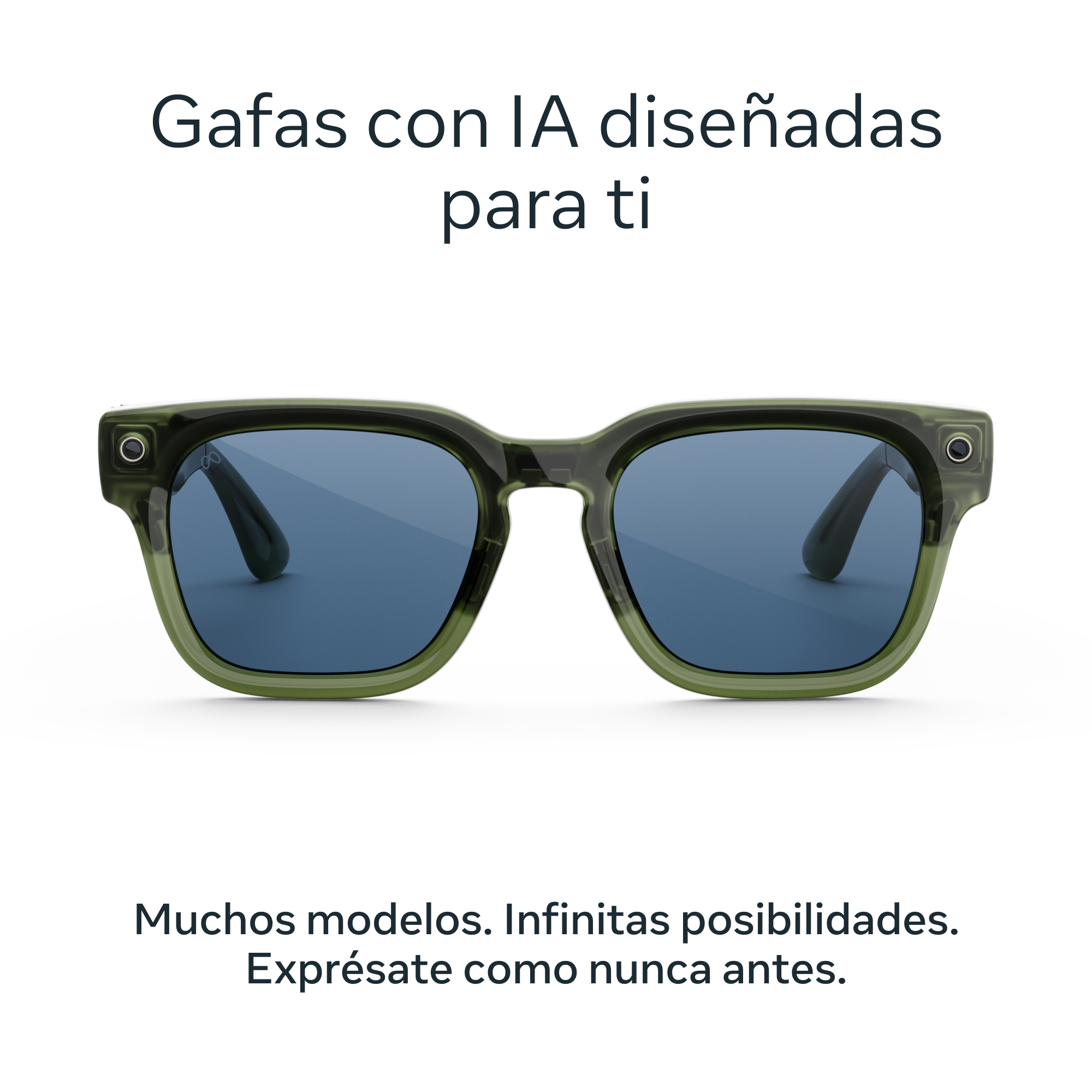 Gafas verdes con lentes azules y detalles plateados.