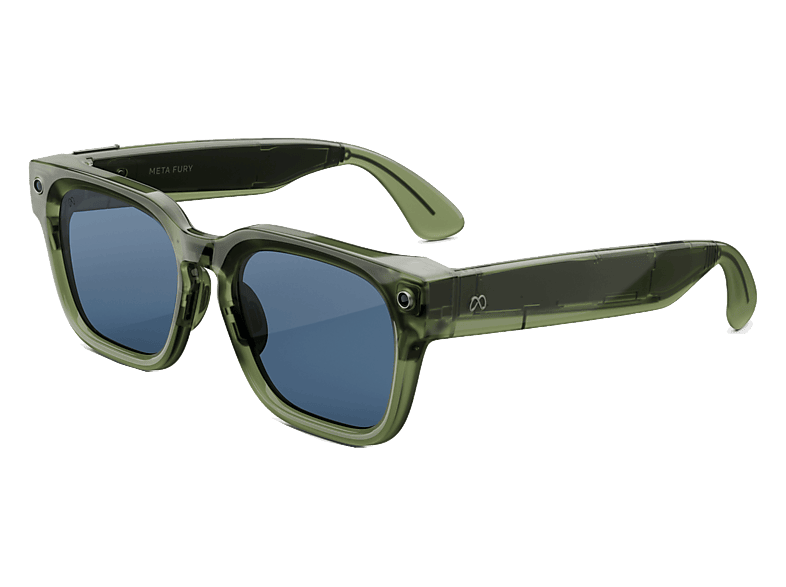 Gafas IA - Meta Fury, Lentes Light Blue Atlantic, Cámara 12 MP, Traducción en tiempo real, Resolución 3K HD, +8h Batería, Racing Green