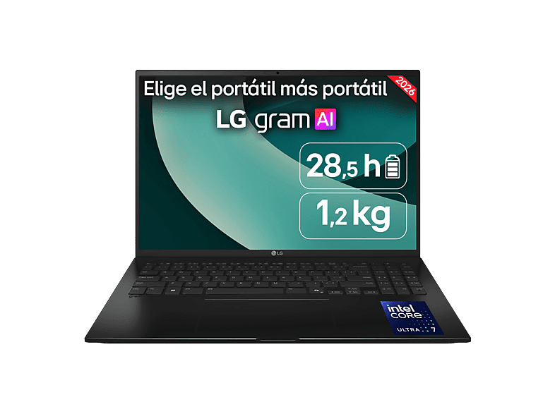 Portátil - LG 16ZD90TL-G.AX85BN Copilot+ PC, 16" WQXGA, Intel® Core™ Ultra 7 258V 47 TOPS, 32GB, 512GB SSD, Arc™ Onboard Graphics, SinSO, Sin cargador