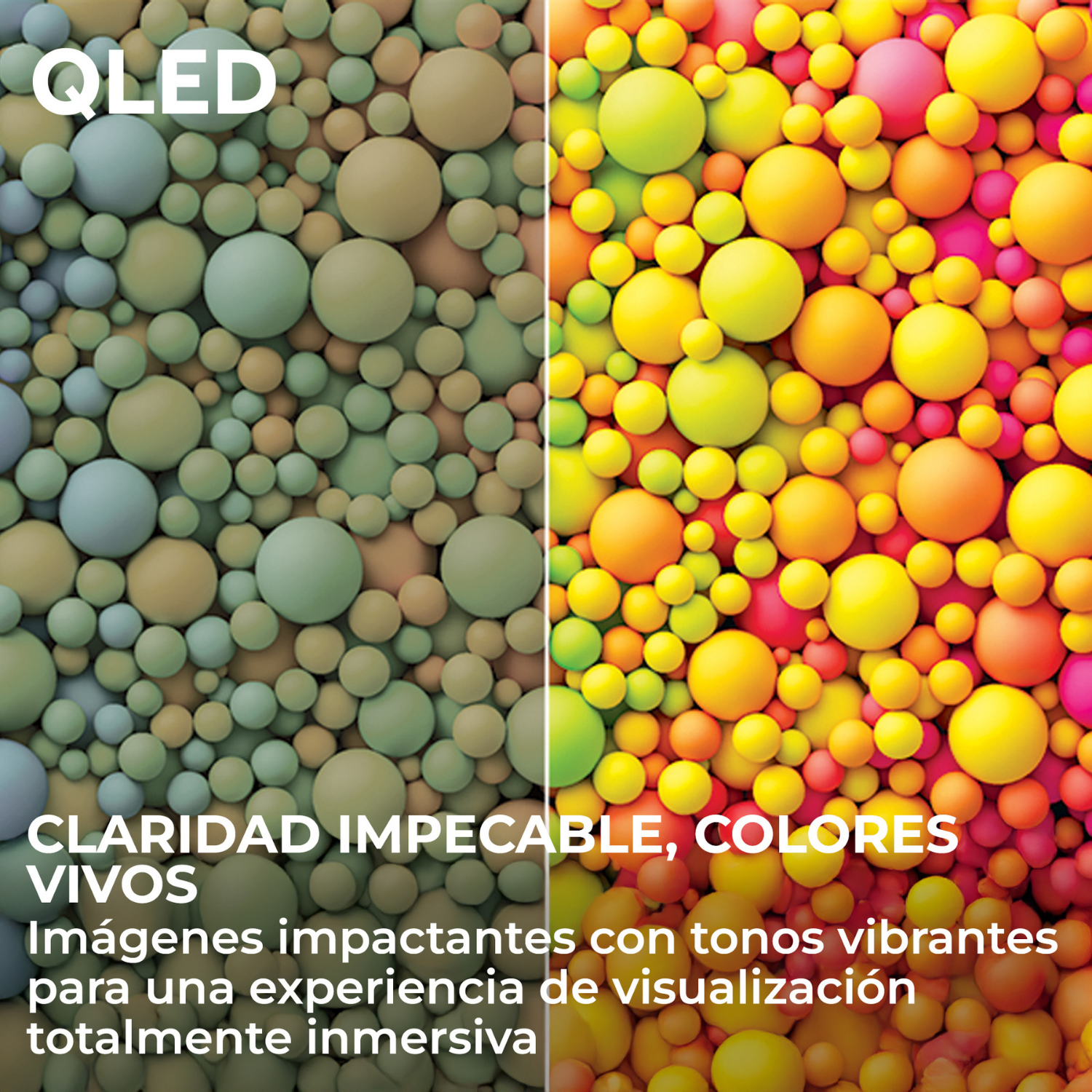 QLED. Claridad impecable, colores vivos. Imágenes impactantes con tonos vibrantes para una experiencia de visualización totalmente inmersiva.