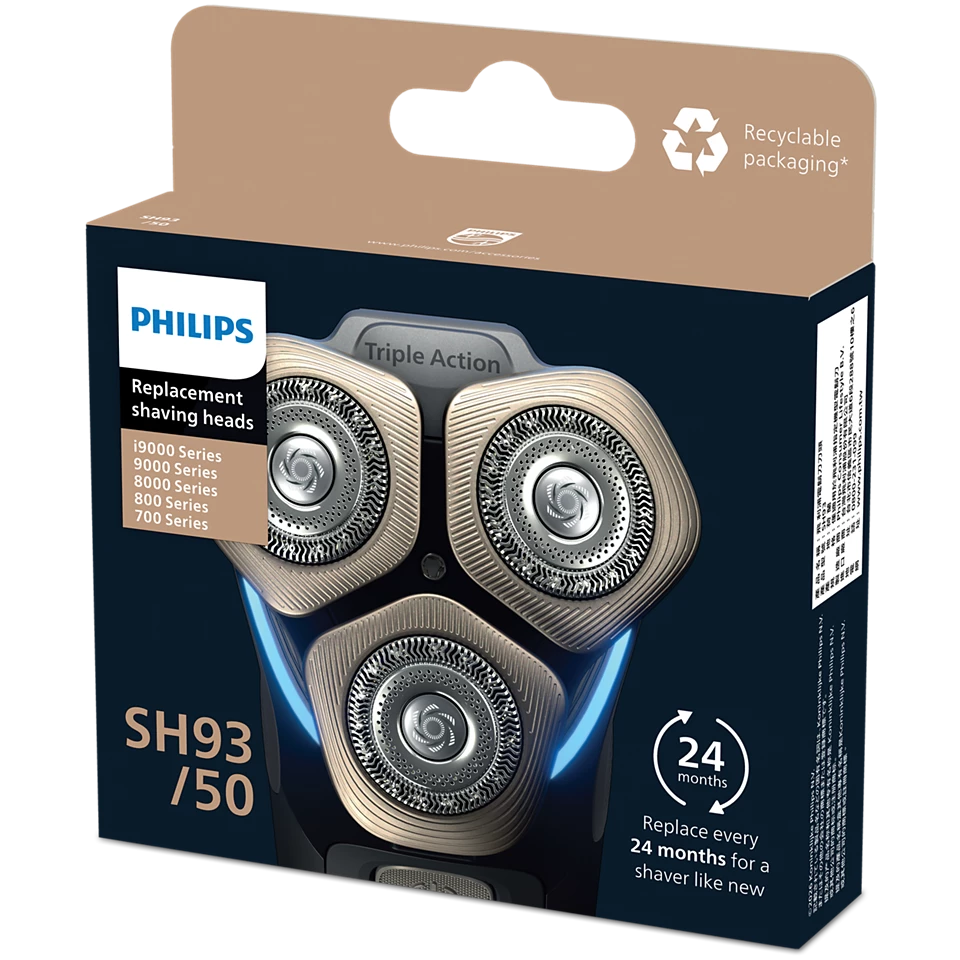 Philips SH93/50 cserélhető borotvafejek doboza, Triple Action.