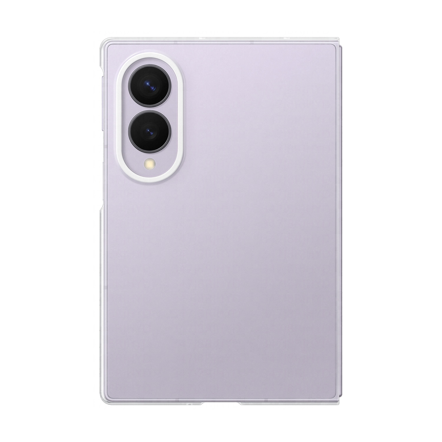 Uno smartphone viola chiaro con un doppio modulo fotocamera e un flash.