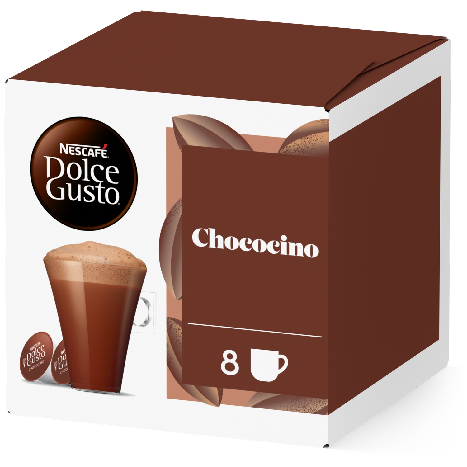 Nescafe Dolce Gusto Chococino box with 8 cups. Chocolate drink.