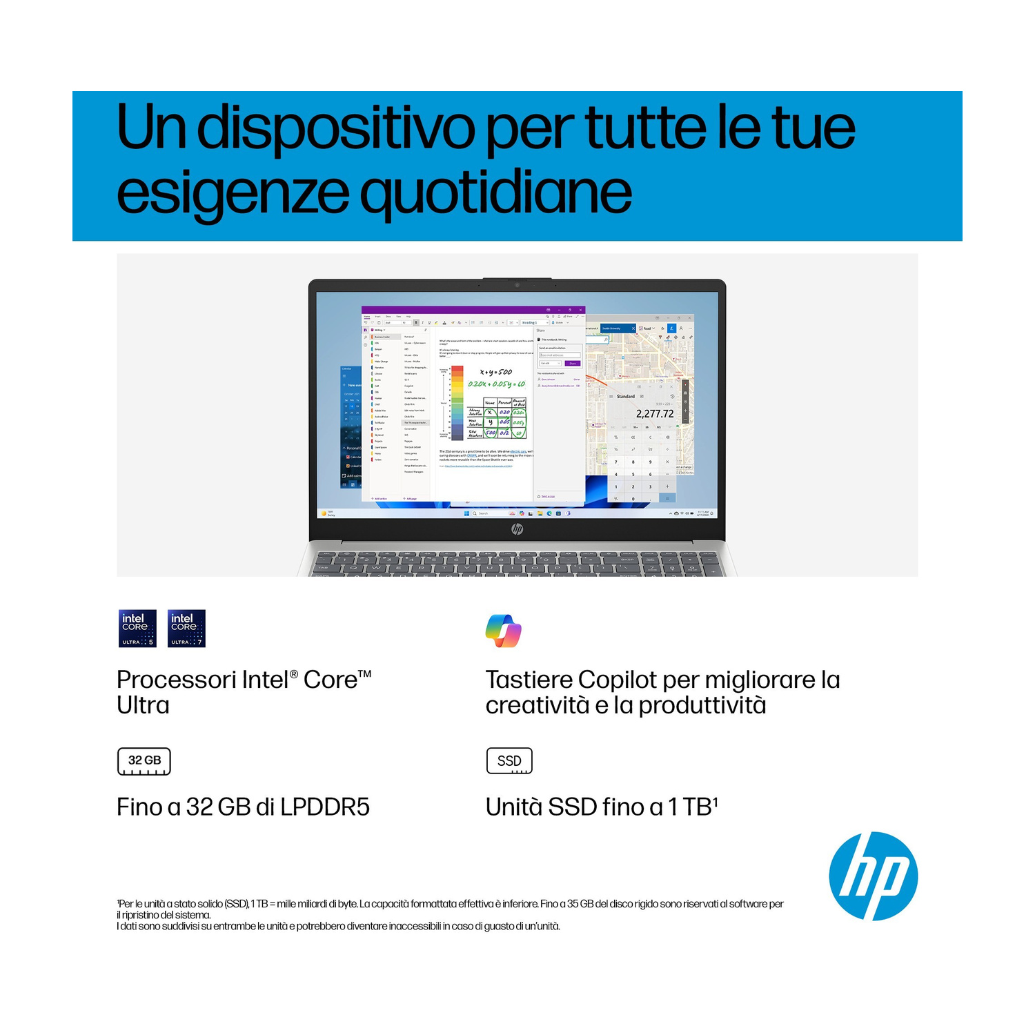 Un portatile con processori Intel Core Ultra, 32 GB LPDDR5 e fino a 1 TB SSD.