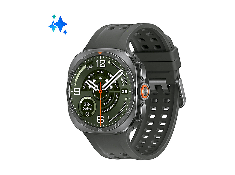 immagine di Samsung Galaxy Watch Ultra2, 47 mm, Titanium Silver, LTE, design resistente, 800mAh, IP69K, luminosità 5000nit, trail run, diving, 10 ATM, SOS, punteggio