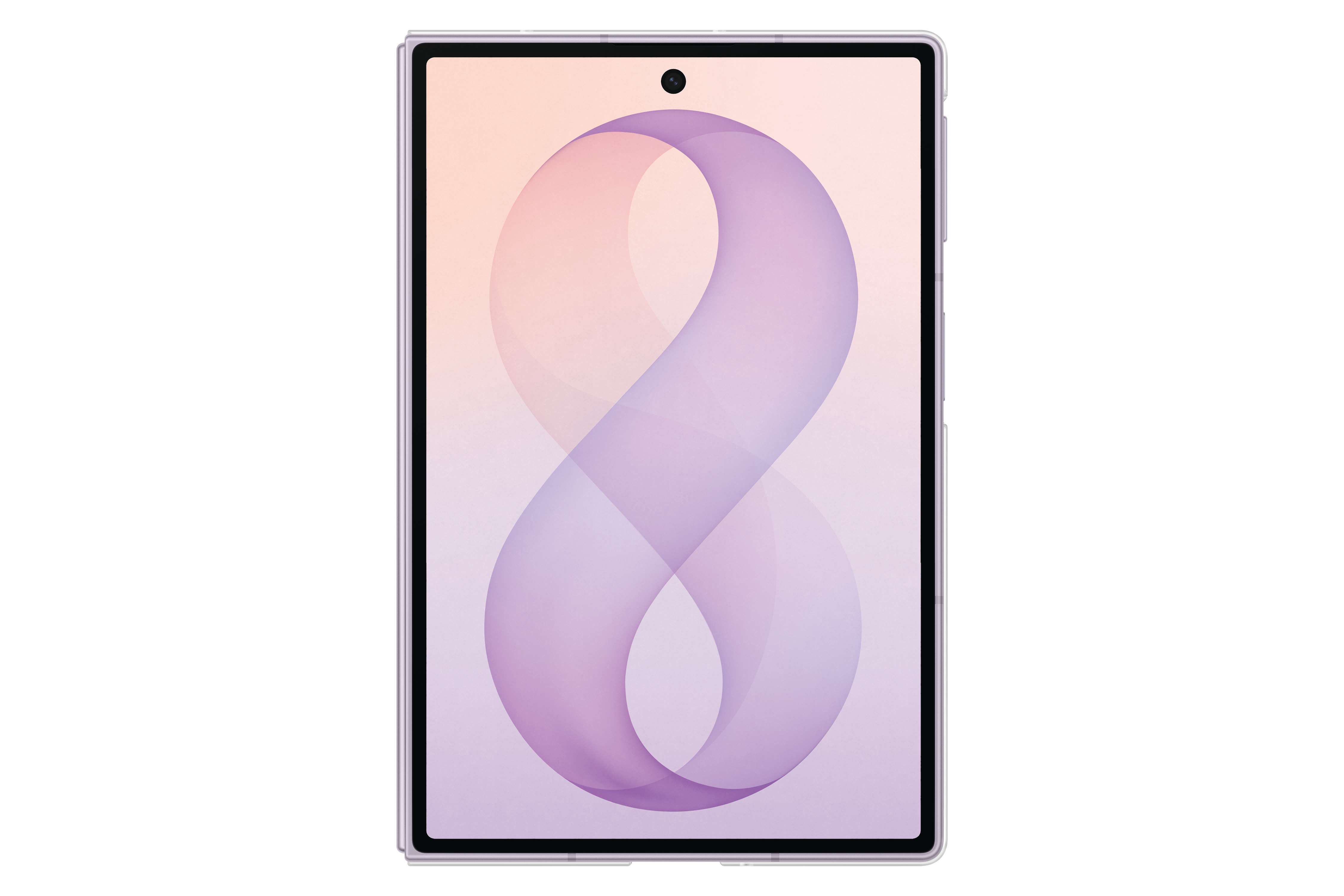 Ein lila Tablet mit einem abstrakten Muster auf dem Bildschirm.