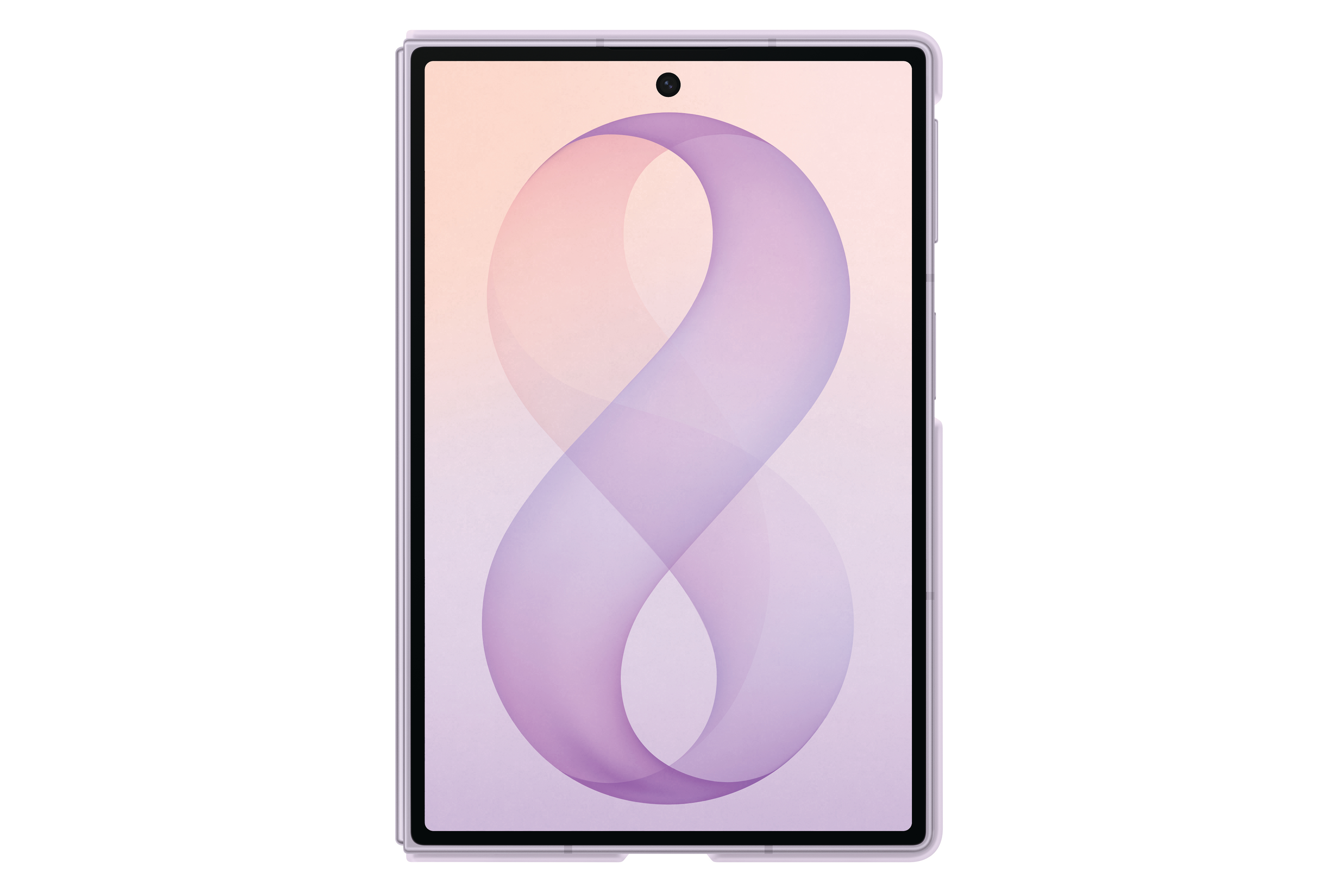 Ein lila Tablet mit einem achtförmigen Muster auf dem Bildschirm.