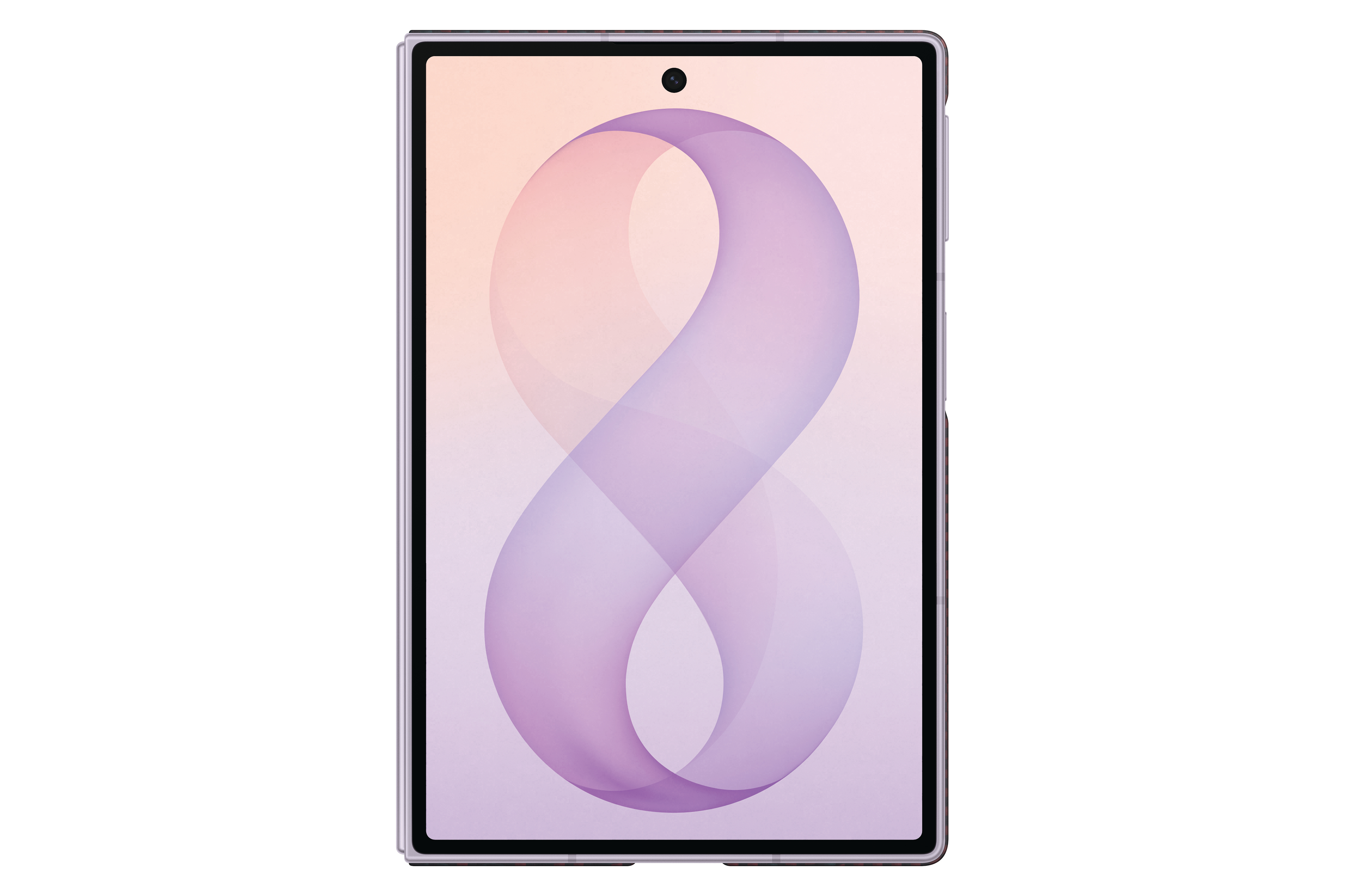 Ein lila Tablet mit einer digitalen 8 auf dem Bildschirm.
