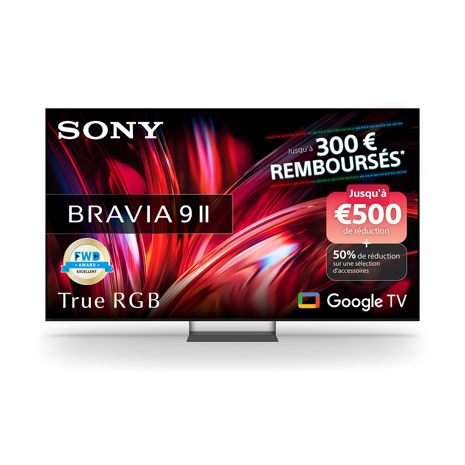 TV Sony Bravia 9 II avec pubs pour 300€ remboursés et 500€ de réduction.