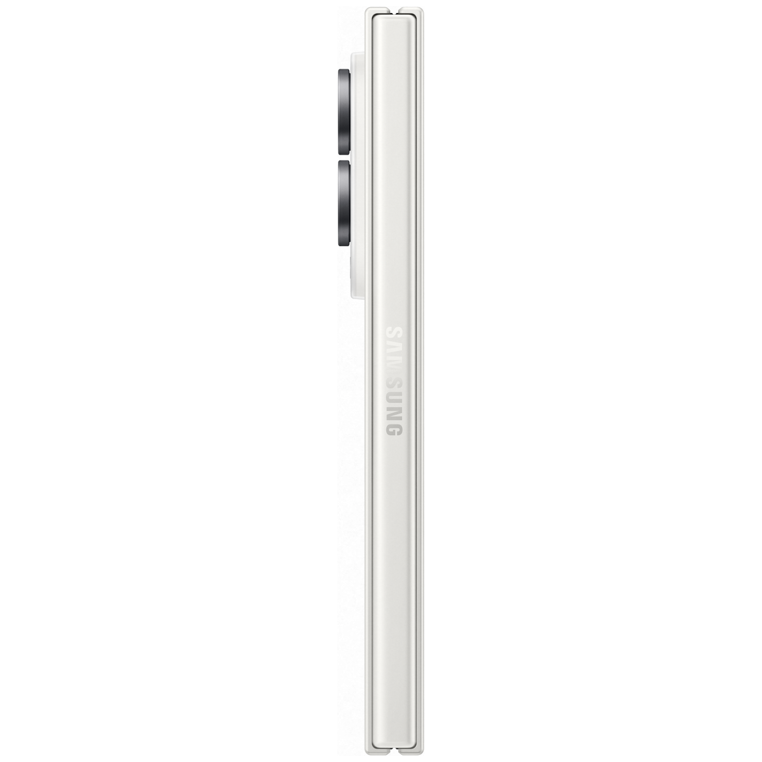 Witte achterkant van een Samsung smartphone met twee camera's.