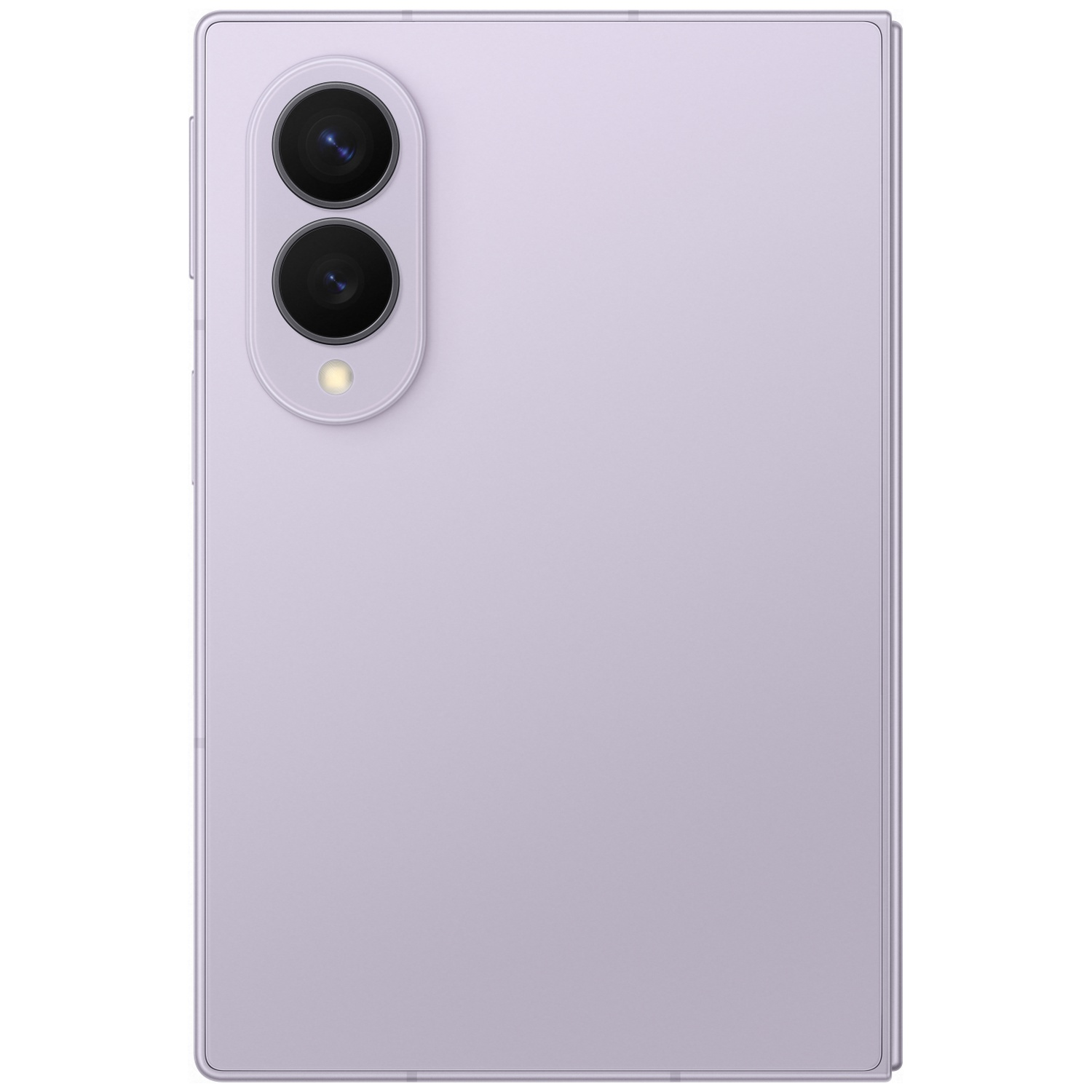 A purple smartphone with two cameras and a flash on the back.