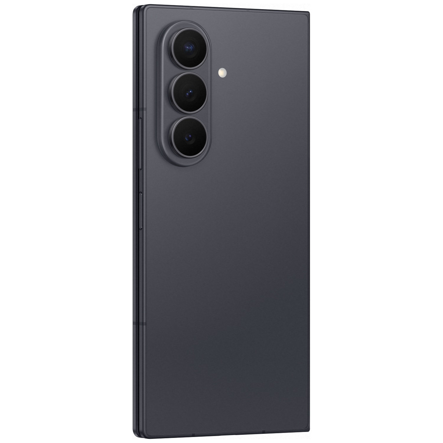 Dark gray smartphone with three camera lenses on the back.