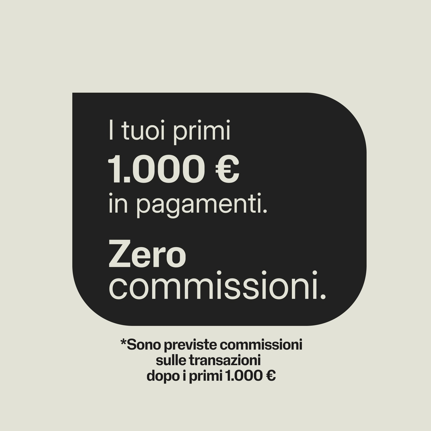 I tuoi primi 1.000 € in pagamenti. Zero commissioni.