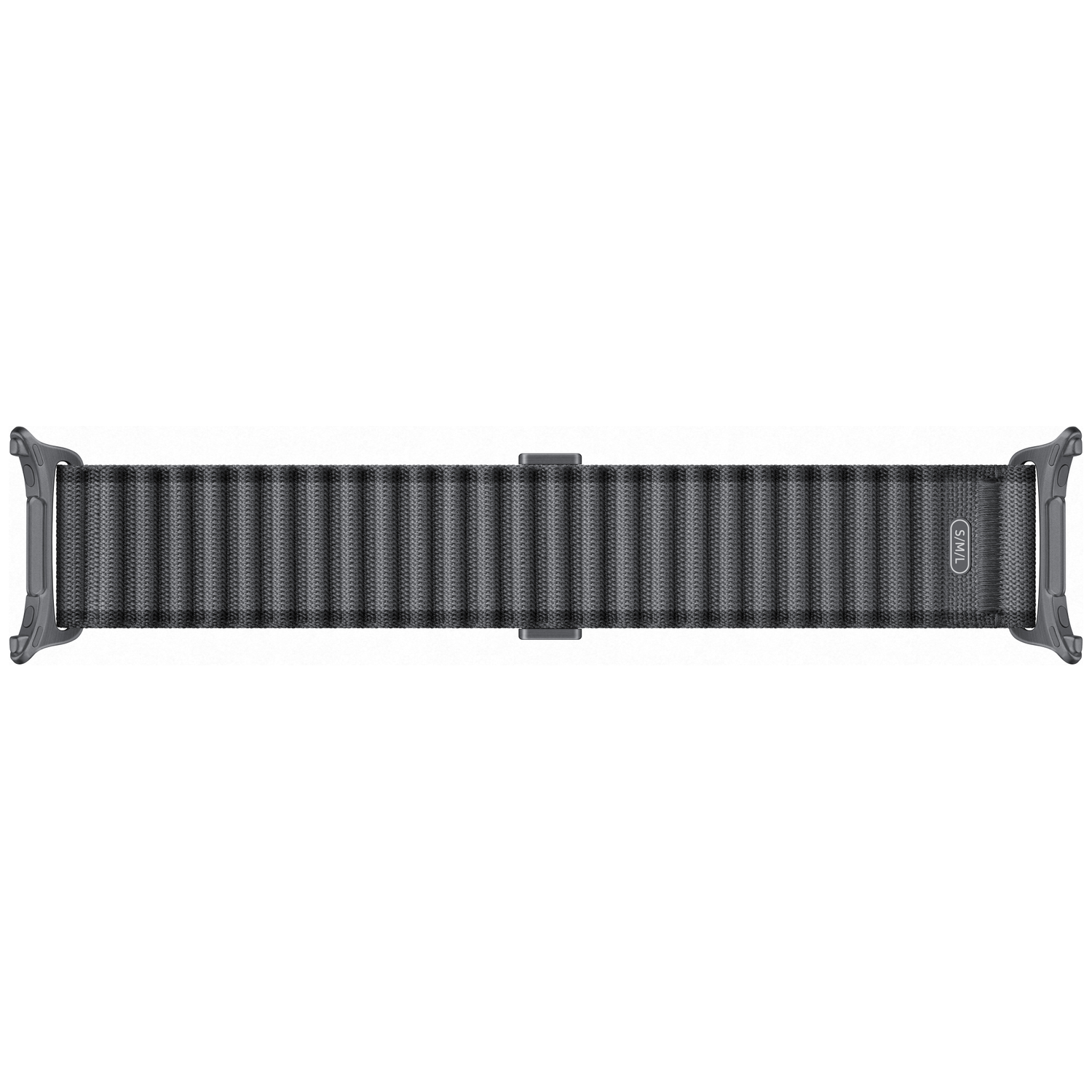 Bracelet de montre tissé gris avec fermeture à boucle et marque de taille S/M.