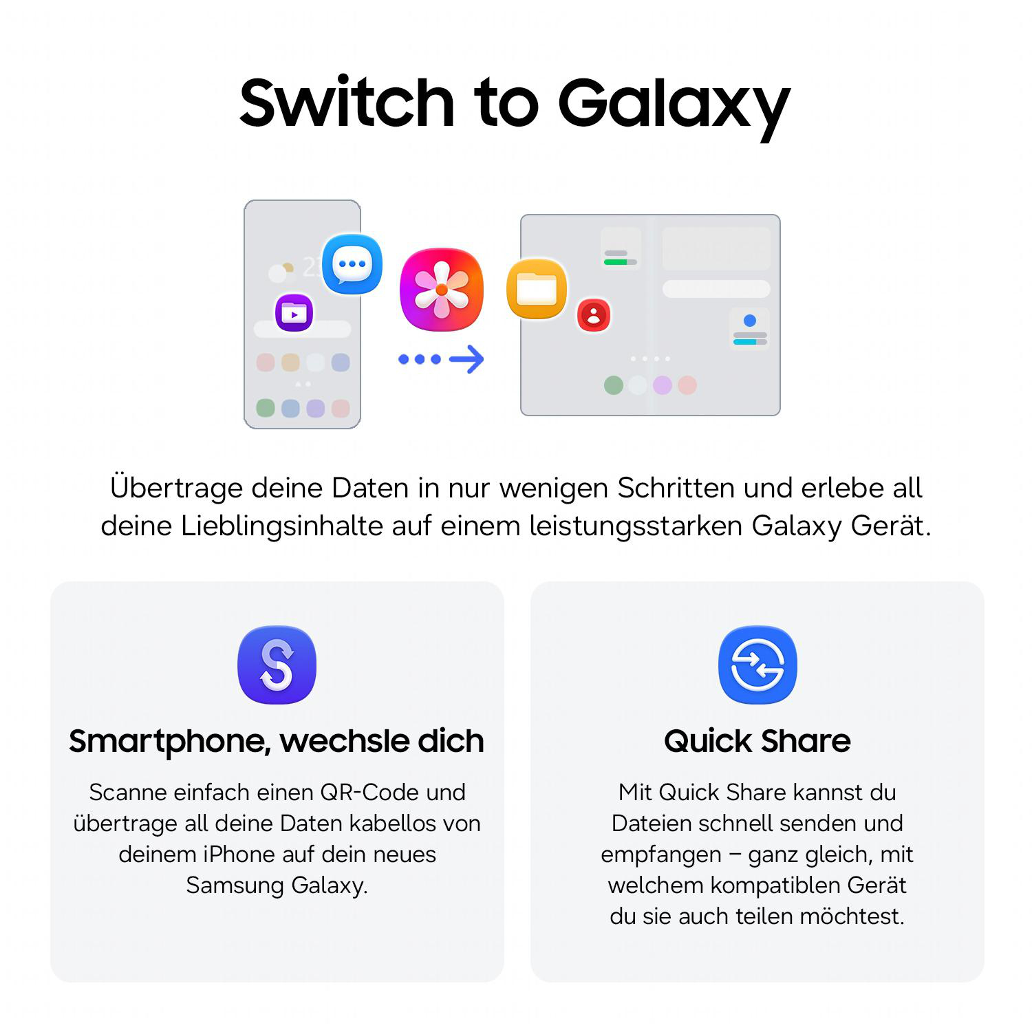 Switch to Galaxy: Datenübertragung von iPhone zu Samsung Galaxy mit Quick Share.