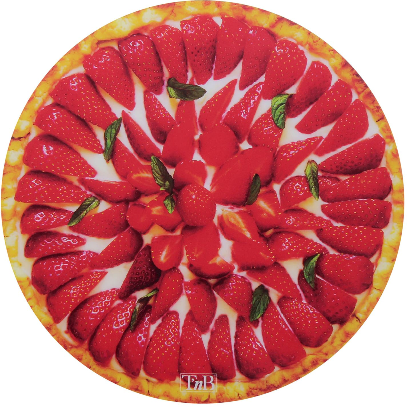 Kerek eper torta kéreggel, krémmel és sok eper szelettel.