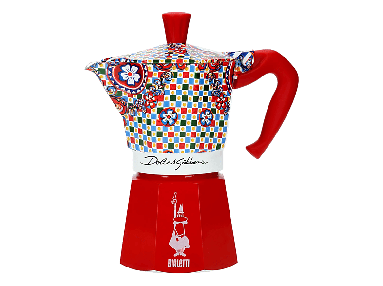 Cafetera tradicional - Bialetti Moka Express Dolce&Gabbana Carretto Siciliano, Aluminio, Hasta 6 tazas, Rojo