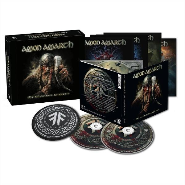Box-Set mit CDs und runden Untersetzern mit Wikingermotiv.