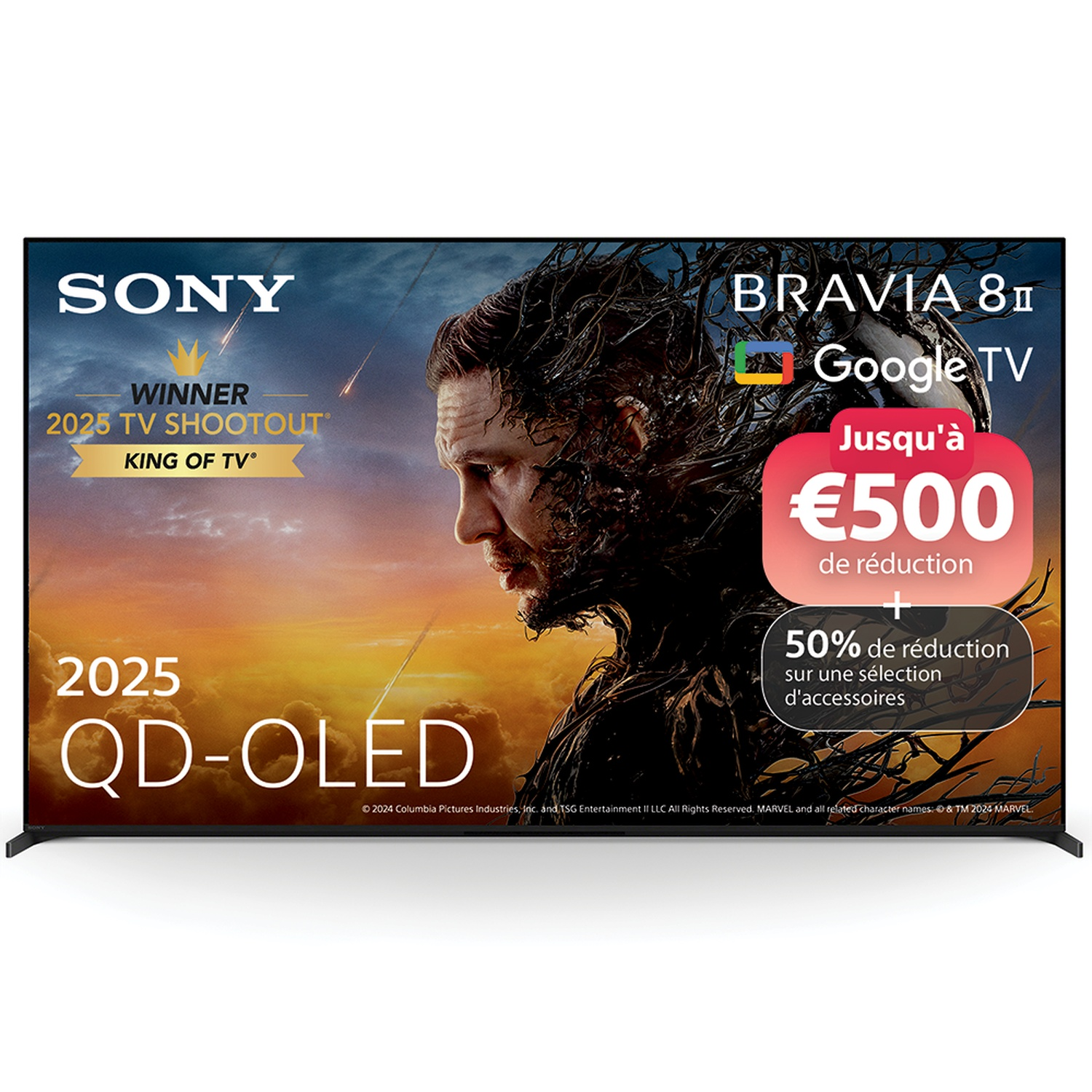 TV Sony Bravia 8II QD-OLED avec Google TV, gagnant 2025 Shootout.