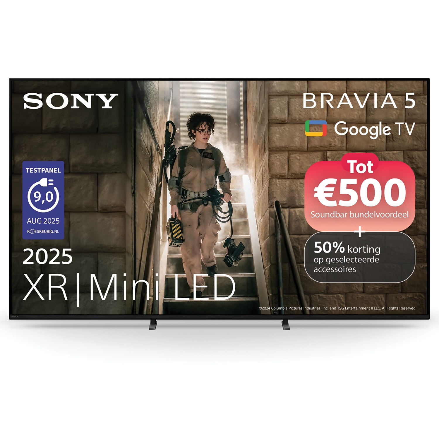 Sony Bravia 5 Google TV met Ghostbusters thema, €500 korting & 50% op accessoires.