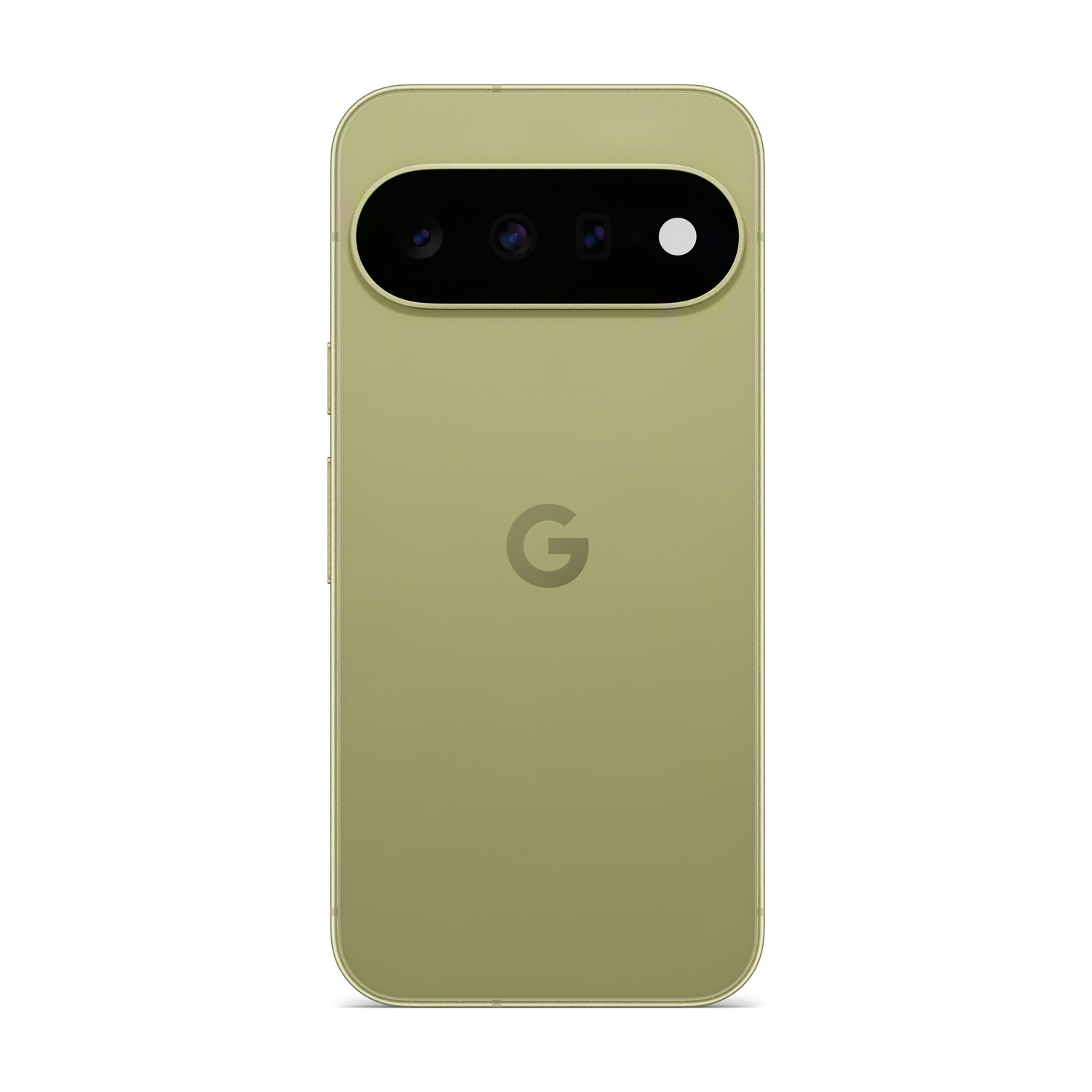 Retro di uno smartphone Google Pixel 7 Pro verde chiaro con fotocamere.