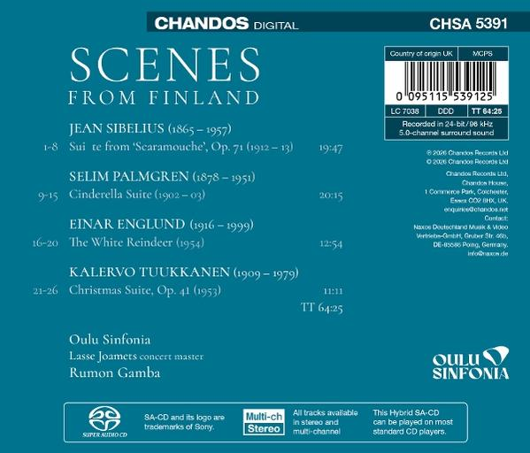 CD-Cover mit Titelliste: Szenen aus Finnland, Komponisten, Titel, Laufzeiten und Adressinformationen.